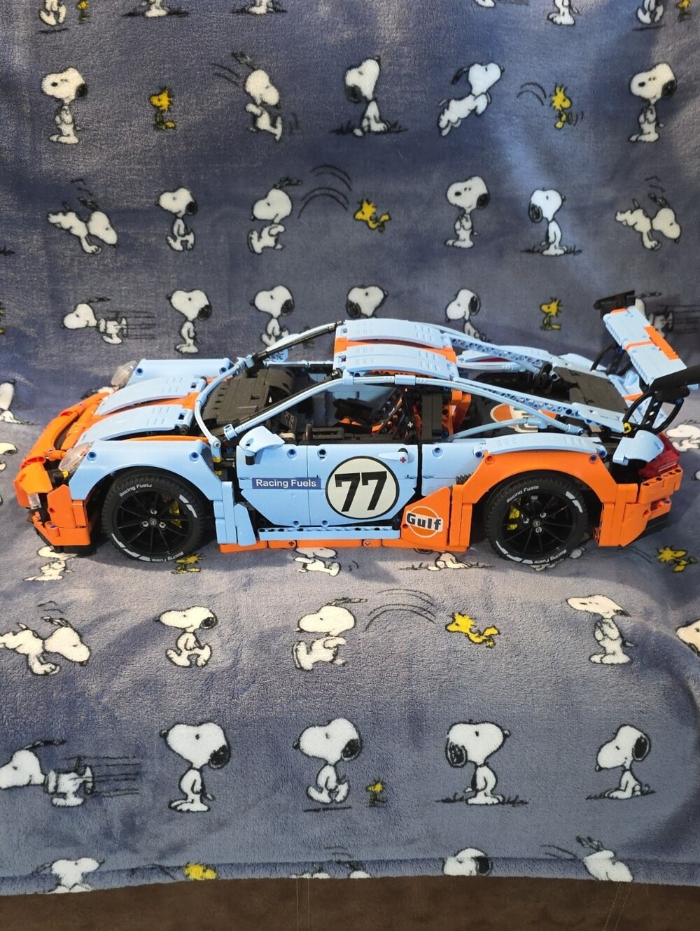 CaDa Gulf Racing-style Blue & Orange Race Car Building Set - Kids Toys
